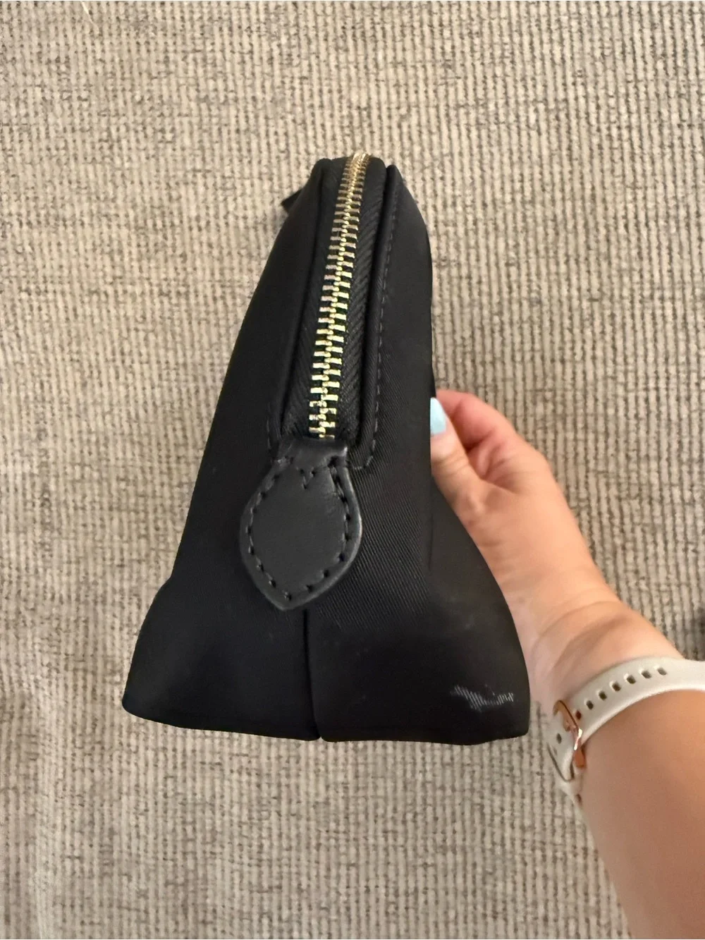 kate spade black zip cosmetic pouch with wristlet